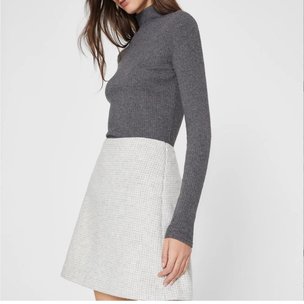 Club Monaco Centie Plaid Mini Skirt Light Heather Grey And White
